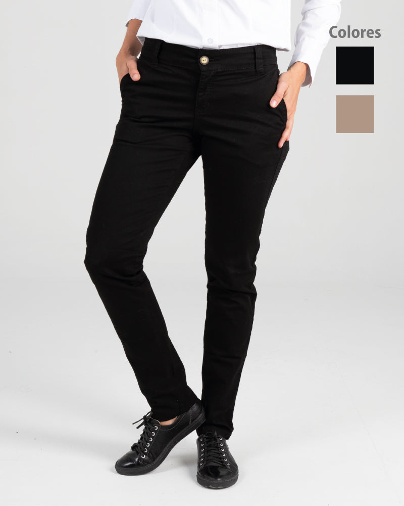 Pantalon negro de tela mujer fashion