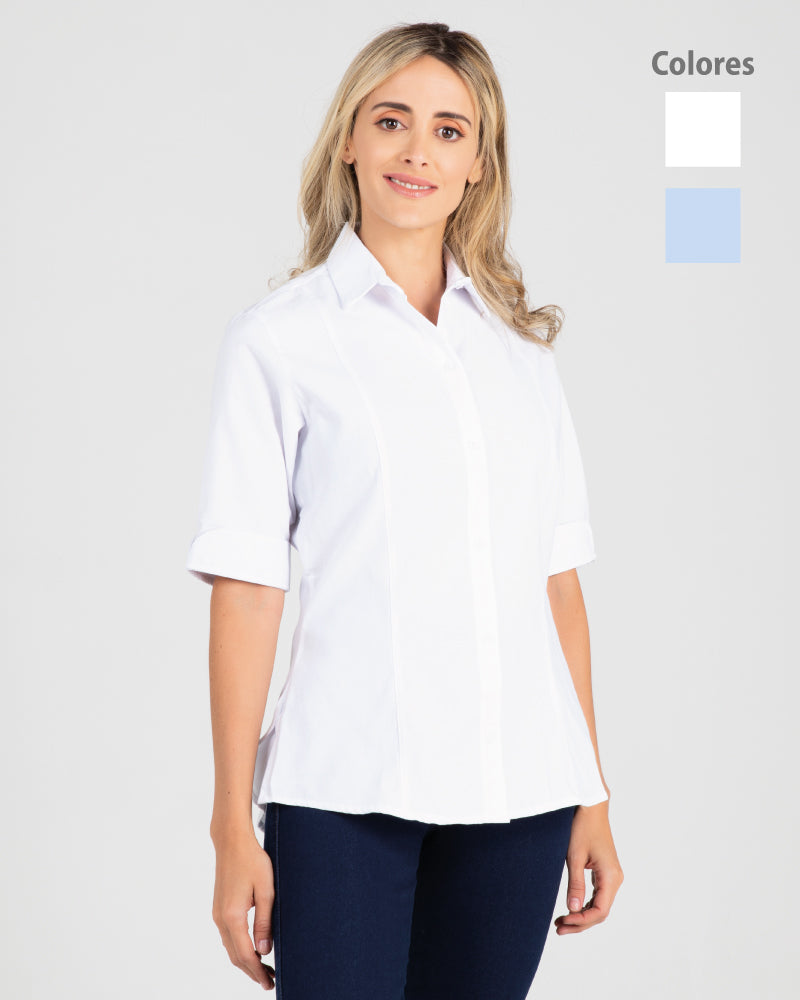 Camisa blanca mujer manga tres cuartos on sale